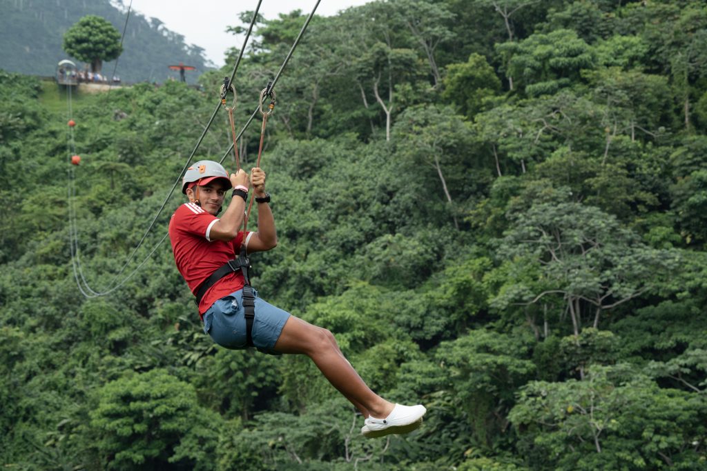 Enjoy an adrenaline-filled day on the zipline circuit at La Hacienda Park
