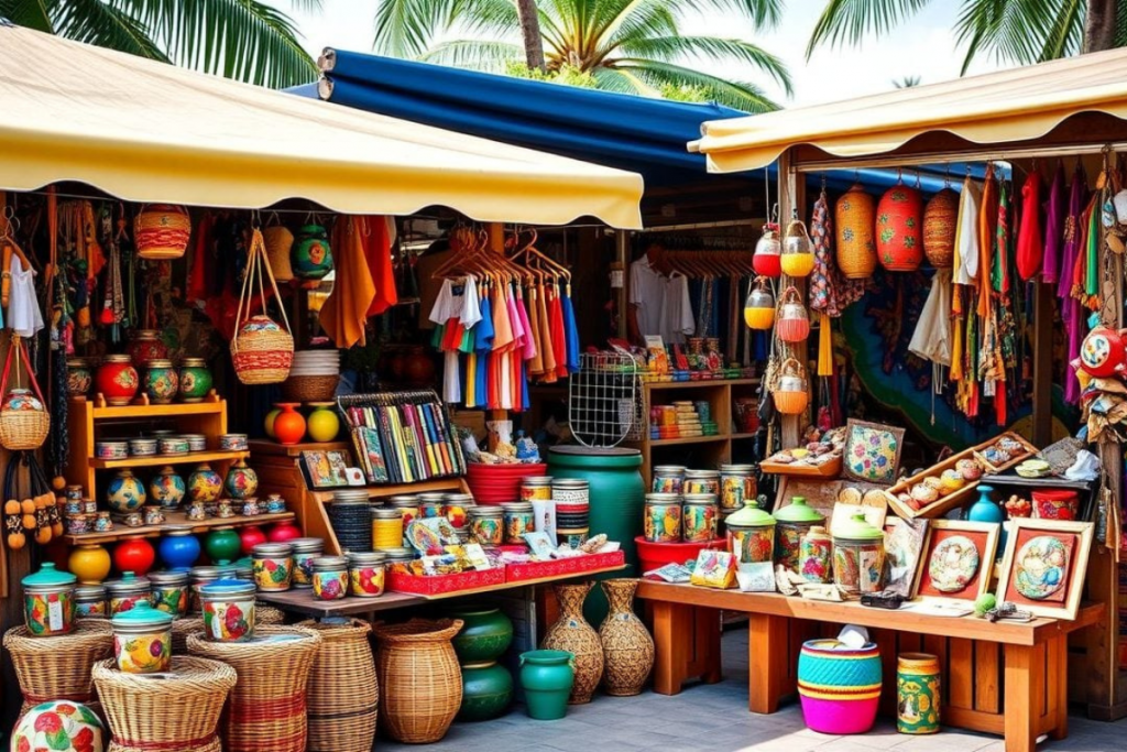 Mercado local de artesanías en República Dominicana